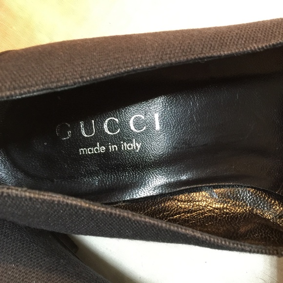 GUCCI BLACK CANVAS LEATHER G Logo LOAFERS MOCCASINS pumps flats slides slip ons - Picture 4 of 9